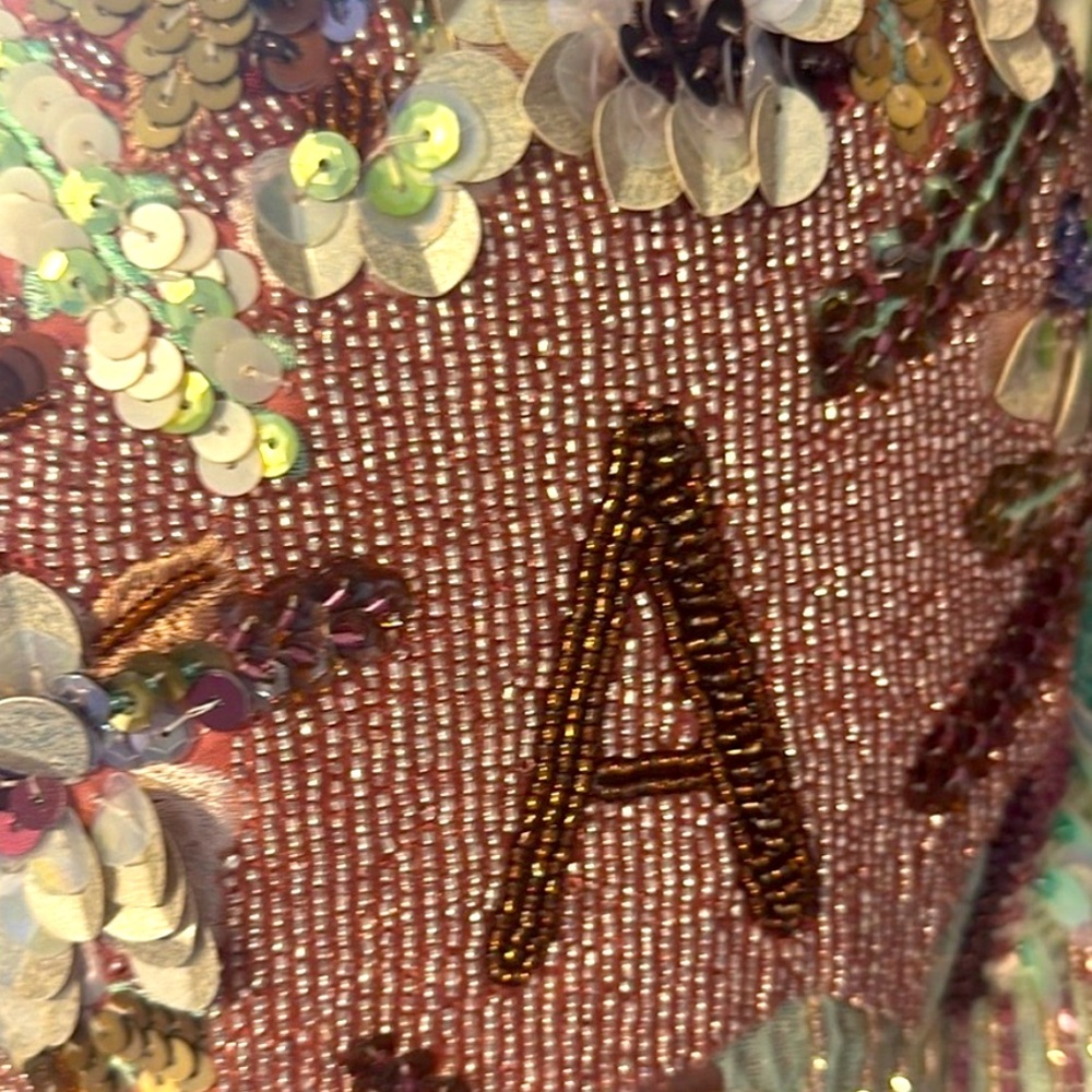 NWT Anthropologie Beaded Holiday Monogram "A" Embellished Bag no crossbody chain - Picture 4 of 6
